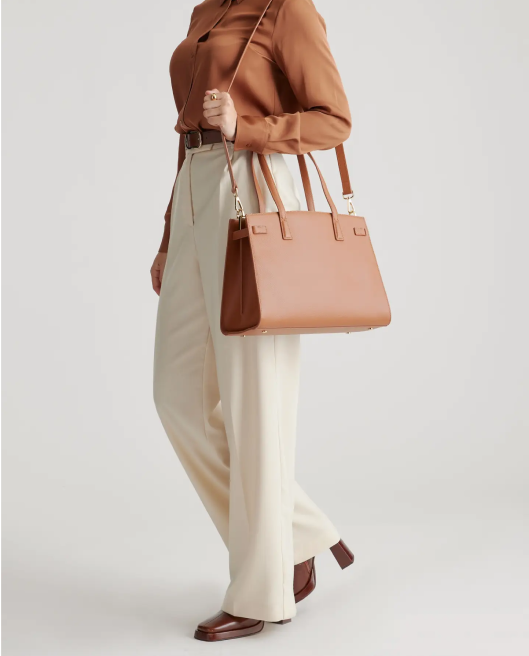 Italian Leather Large Triple Compartment Satchel