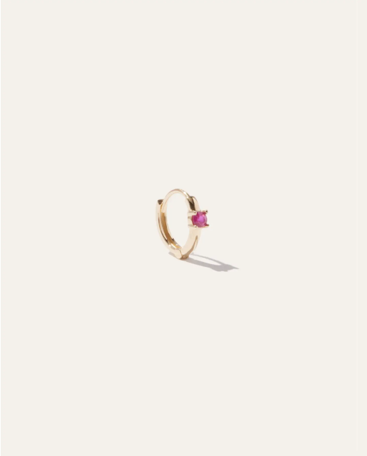 14k Gold Gemstone Solo Mini Hoop