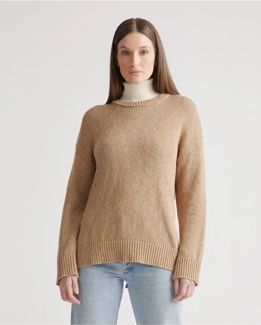 Cotton Linen Oversized Crewneck Sweater