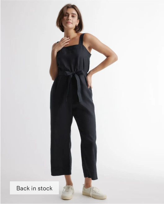100% European Linen Square Neck Jumpsuit