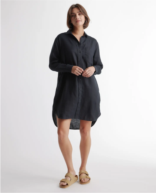 100% European Linen Shirt Dress