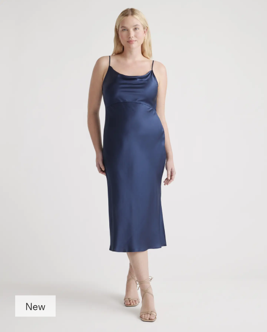 100% Washable Silk Cowl Neck Slip Dress