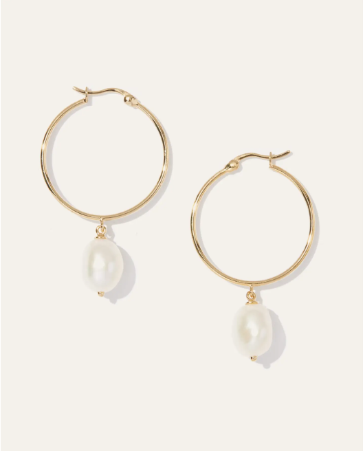 Large Organic Freshwater Cultured Pearl Hoops