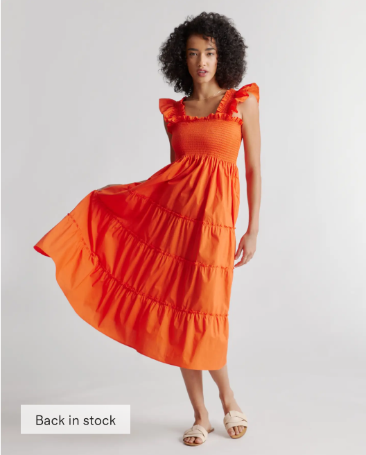 100% Organic Cotton Smocked Midi Dress