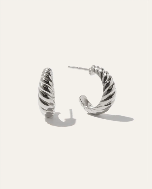 Silver Croissant Hoops
