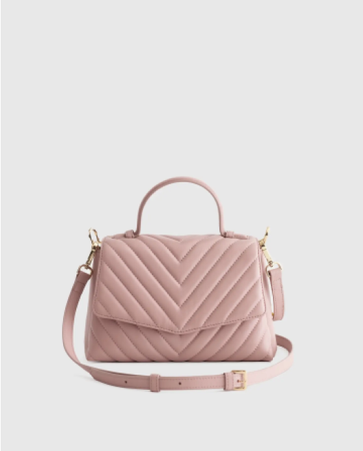 Italian Leather Quilted Top Handle Satchel