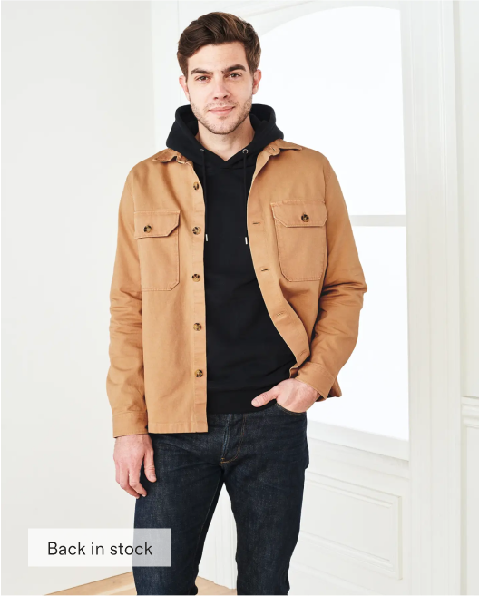 Double-Brushed Stretch Overshirt Jacket