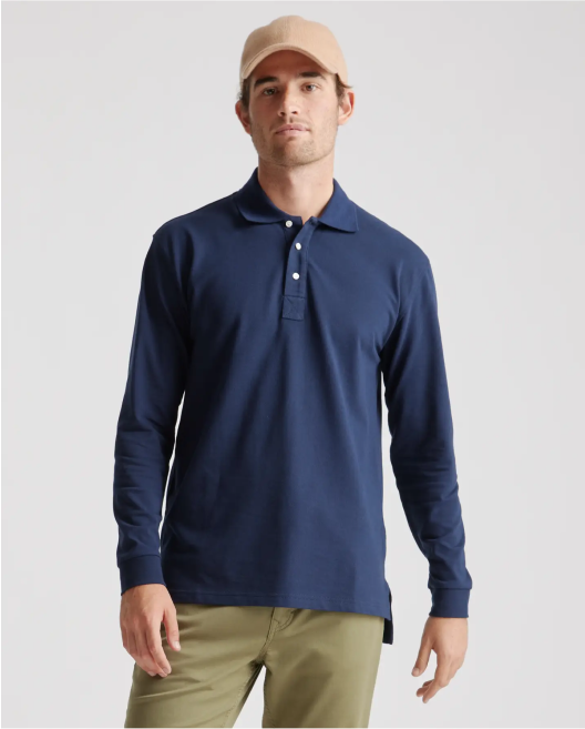 Organic Cotton Long Sleeve Pique Polo