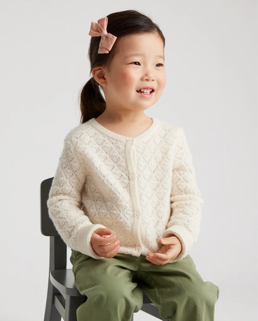 Washable Cashmere Pointelle Cardigan