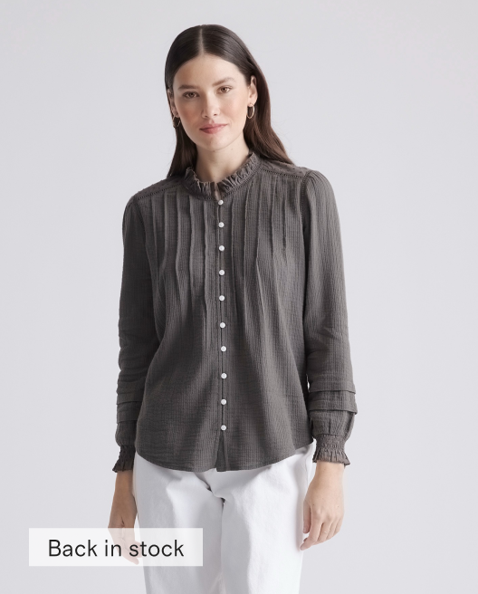 Textured Cotton Peasant Blouse