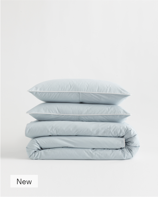 Classic Organic Percale Piped Duvet Cover Set