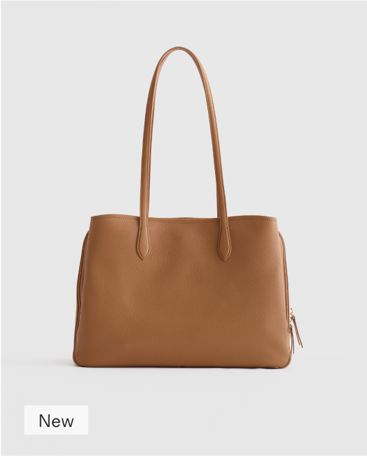 Italian Leather Triple Compartment Work Tote