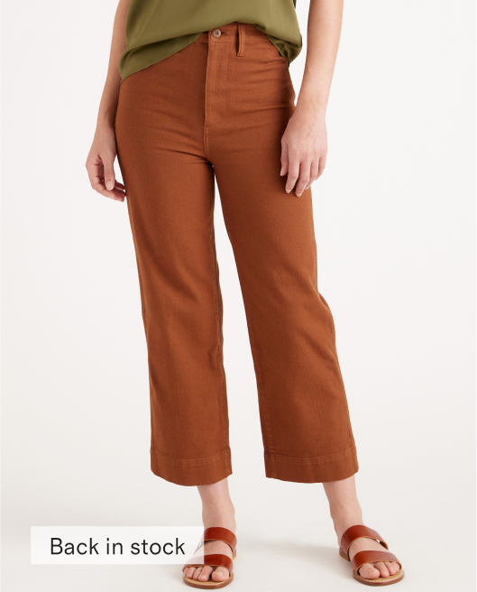 Organic Stretch Cotton Twill Wide-Leg Crop Pant