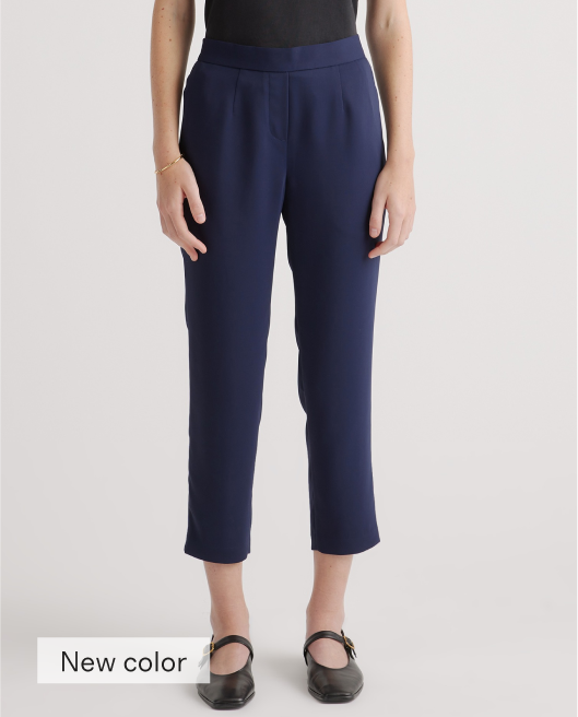 Stretch Crepe Pleated Ankle Pant