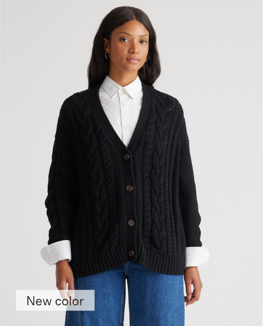 100% Organic Cotton Oversized Cable Cardigan