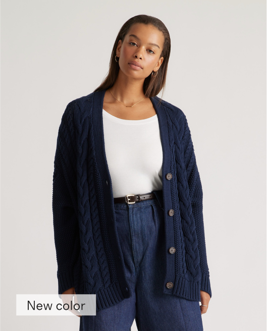 100% Organic Cotton Oversized Cable Cardigan