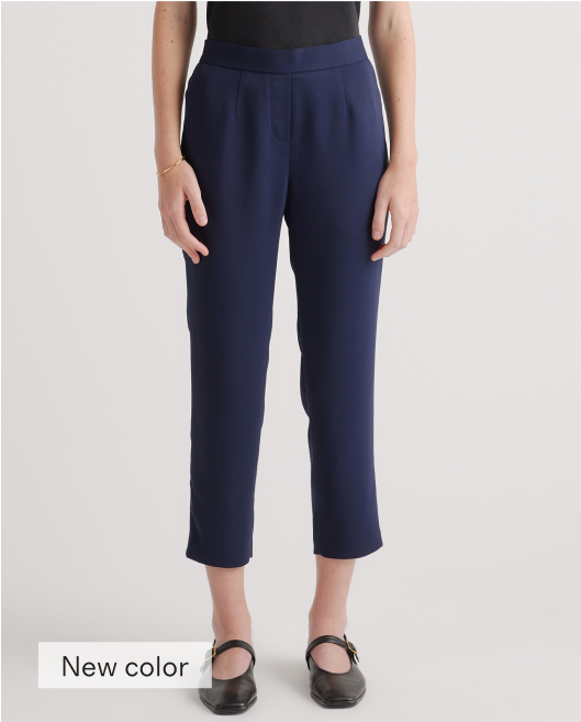 Stretch Crepe Pleated Ankle Pant