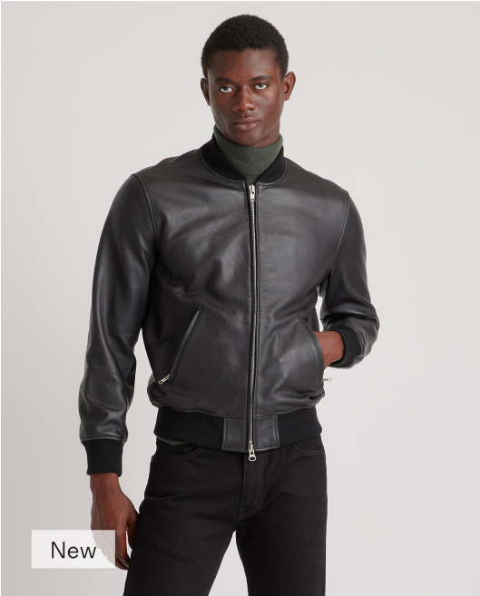 100% Washed Leather Bomber Jacket