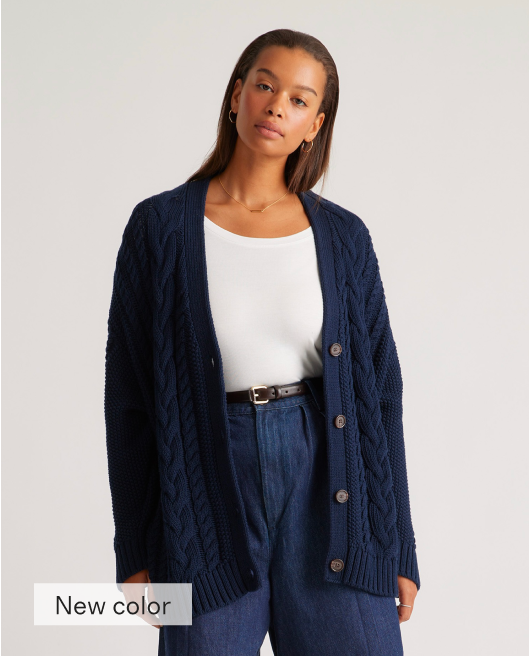 100% Organic Cotton Oversized Cable Cardigan