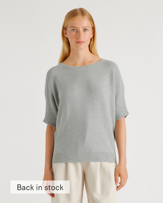 Lightweight Cotton Cashmere Link-Stitch Dolman Sweater