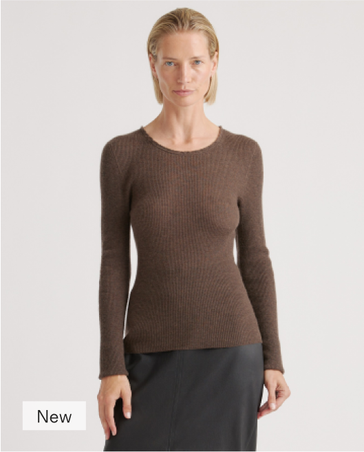 Featherweight Cashmere Ribbed Crewneck Sweater