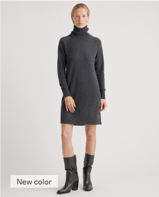 Mongolian Cashmere Turtleneck Sweater Dress