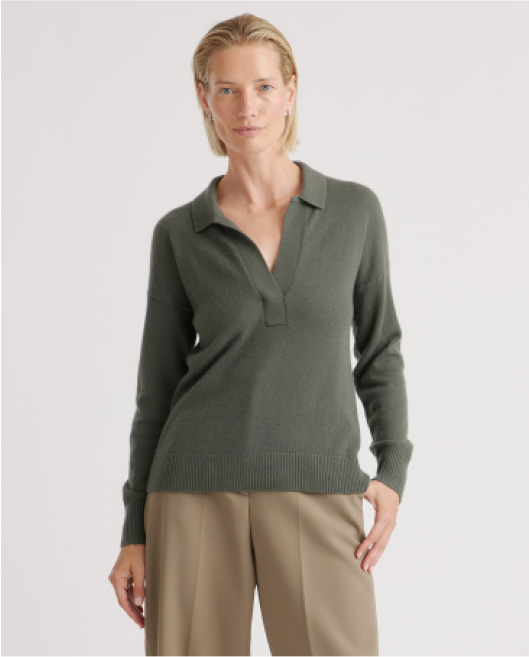 Mongolian Cashmere Polo Sweater
