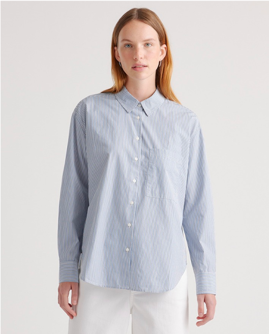 100% Organic Cotton Poplin Long Sleeve Boyfriend Shirt