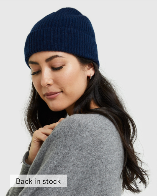 Mongolian Cashmere Ribbed Beanie