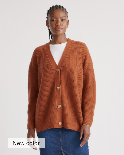Mongolian Cashmere Oversized Boyfriend Cardigan Sweater