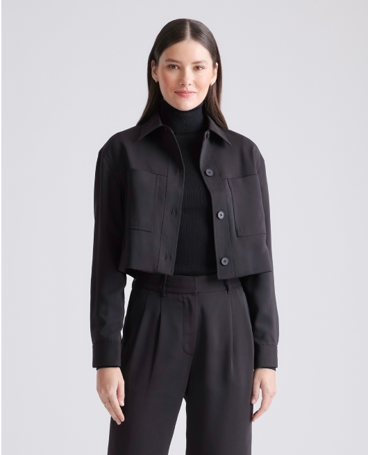 Stretch Crepe Cropped Jacket 