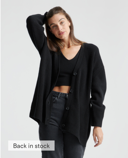 Mongolian Cashmere Oversized Boyfriend Cardigan Sweater