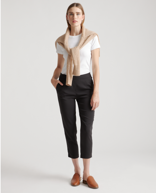 Stretch Crepe Pleated Ankle Pant