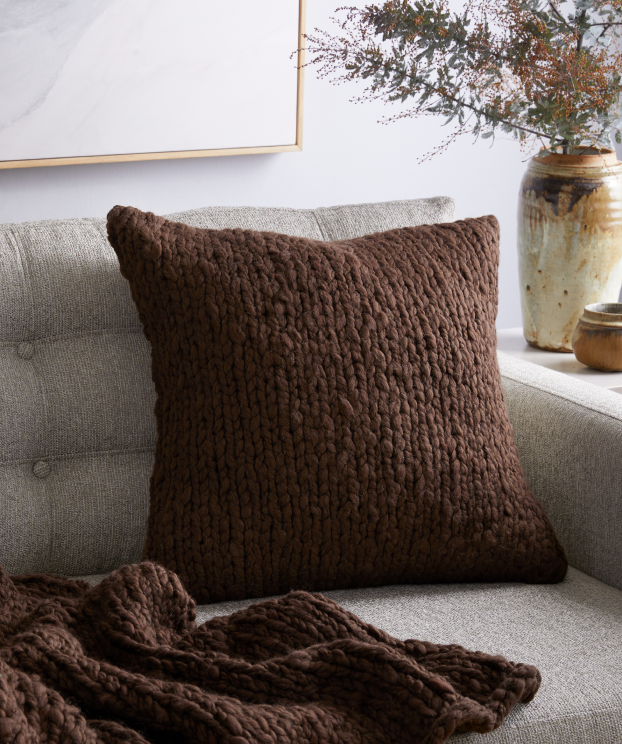 Chunky Hand Knit Wool Pillow Cover