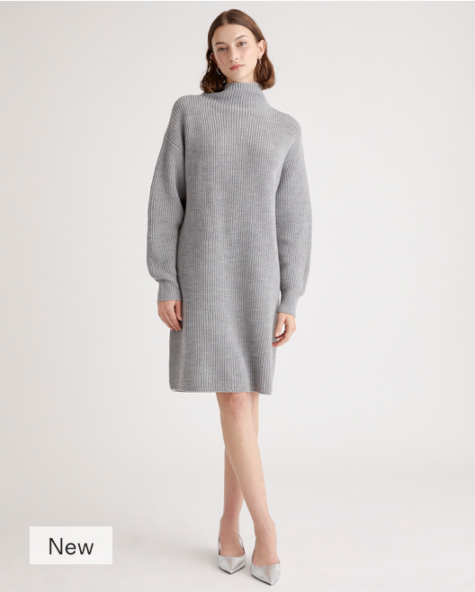 Australian Merino Wool Relaxed Turtleneck Sweater Dress