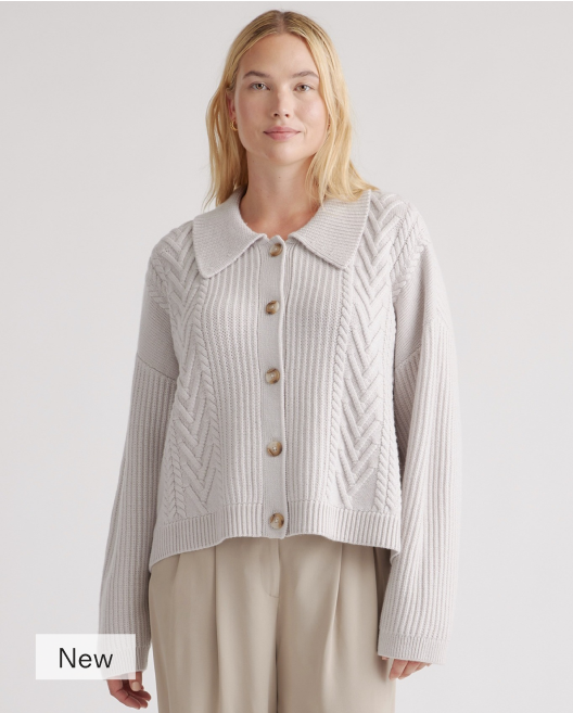 Australian Merino Wool Collared Cardigan 