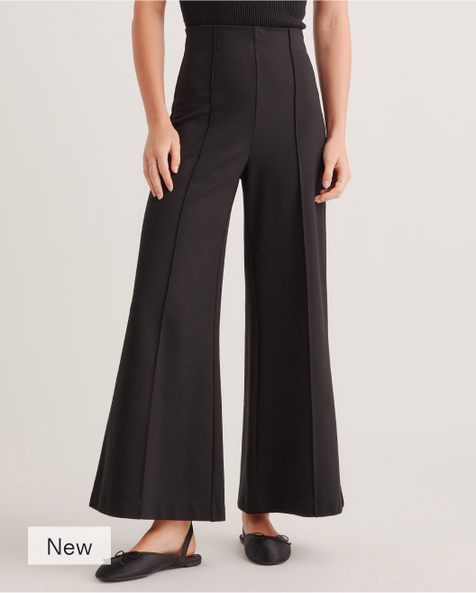 Ultra-Stretch Ponte Super Wide Leg Ankle Pant 