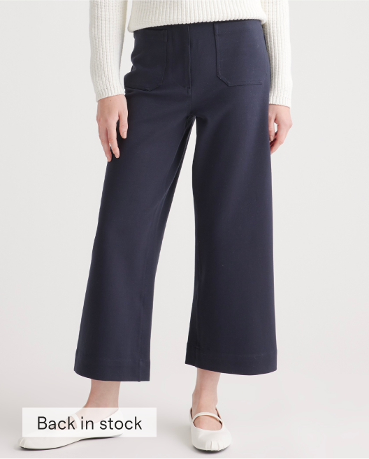 Ultra Stretch Ponte Cropped Wide Leg Pant