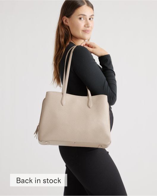 Italian Leather Triple Compartment Work Tote