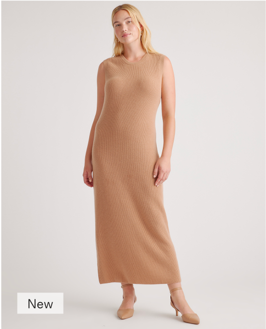 Mongolian Cashmere Sleeveless Midi Sweater Dress