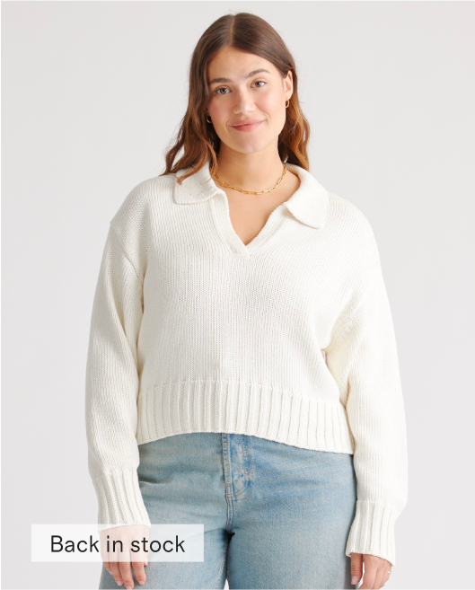 100% Organic Cropped Cotton Polo Sweater