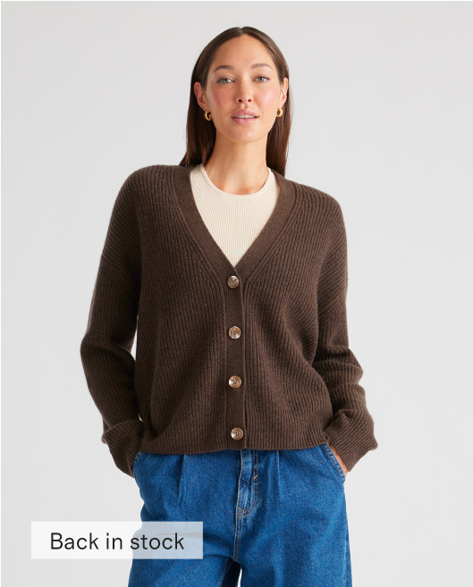 Mongolian Cashmere Fisherman Cropped Cardigan Sweater