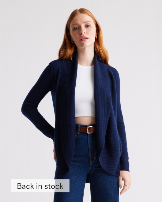 Mongolian Cashmere Open Cardigan Sweater