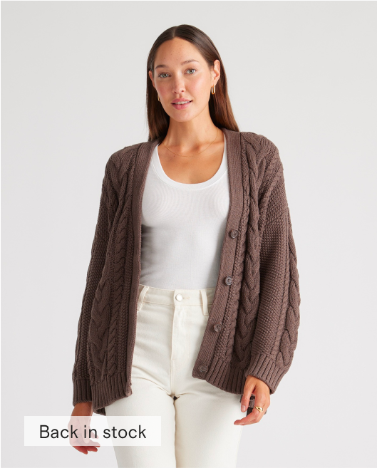 100% Organic Cotton Oversized Cable Cardigan