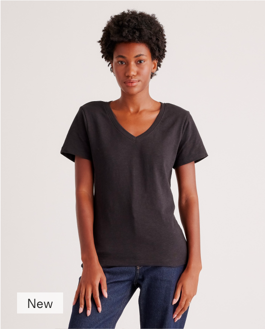 100% Organic Cotton Slub V Neck Tee