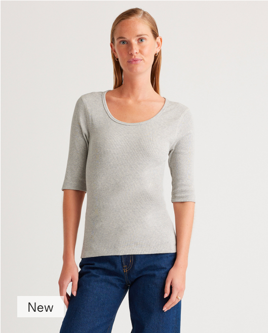 Organic Cotton Micro-Rib Elbow Sleeve Tee