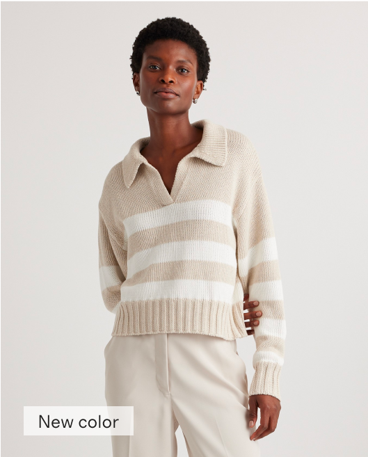 100% Organic Cropped Cotton Polo Sweater 