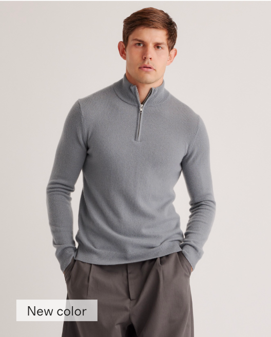 Men’s Mongolian Cashmere Quarter Zip Sweater