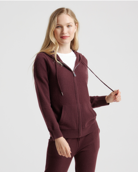 Women’s Mongolian Cashmere Full-Zip Hoodie 