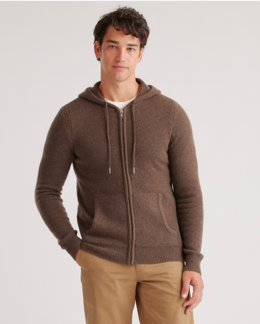 Men’s Mongolian Cashmere Full-Zip Hoodie